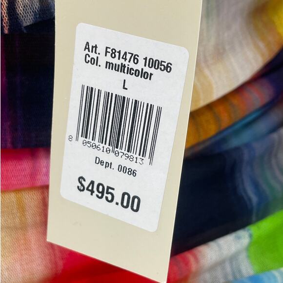 Fuzzi Womens Bodycon Multi Form Fitting Dress Long Sleeve Made in Italy NWT Lrg - Picture 13 of 14